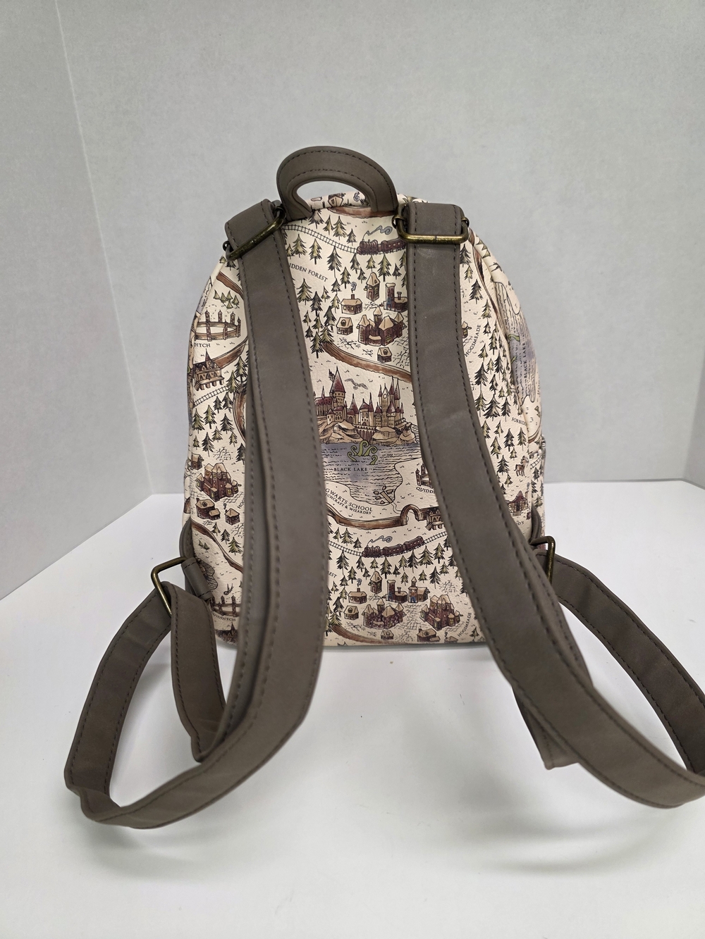Harry Potter Loungefly Map Print Mini Backpack - Cream/Brown/Green - Picture 6 of 13